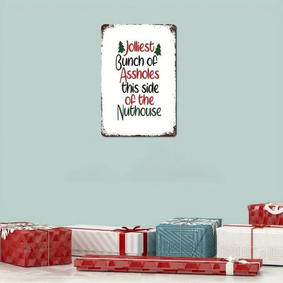 Vintage Inspired Tin Wall Sign 'Jolliest Bunch' - Picture 3 of 4